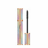 Multicolored mascara tube and wand on a white background