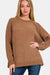 Zenana deep camel raglan sleeve sweater, front view