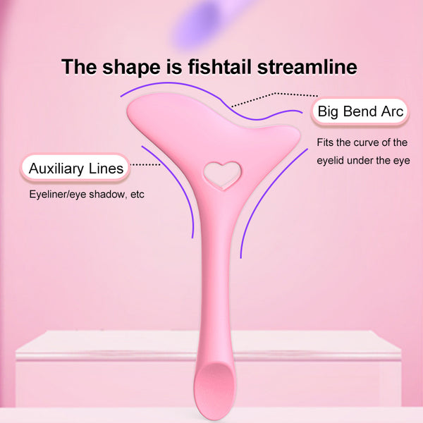 Pink makeup guide with labeled curves and guide-line illustrations