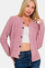 Zenana light rose button-down sweater cardigan, open front view