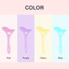 Pink, purple, yellow and blue makeup guides displayed in a row