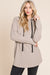 BOMBOM taupe knit hoodie with contrast drawstrings, front view
