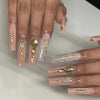24pcs Artifical Bails With Glue Fake Nail Tips With Design Detachable Press On Nails Long Fake Nail Finished Nail Piece Sticker