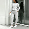 Light gray sweatshirt and jogger set, full outfit
