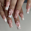 24pcs Artifical Bails With Glue Fake Nail Tips With Design Detachable Press On Nails Long Fake Nail Finished Nail Piece Sticker