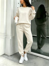 Cream-colored sweatshirt and jogger set