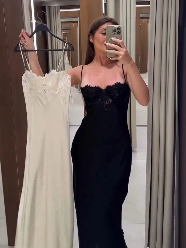 Black and white lace-bodice dress options