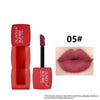 OLIBOLLA lip tint shade 05 beside a deep berry lip swatch