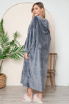 Double Take Full Size Pocketed Hooded Midi Lounge Dress