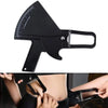 Black skinfold caliper showing its curved measurement scale