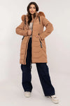 JacketWomen's Quilted Down Jacket with Detachable Fur Hood – Ideal for Autumn/Winter
