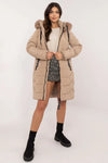 JacketWomen's Quilted Down Jacket with Detachable Fur Hood – Ideal for Autumn/Winter