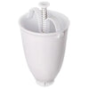 White donut batter dispenser with spring-loaded top plunger