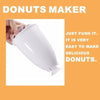White handheld donut batter dispenser shown at an angle