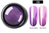 Lavender chrome-effect nail pigment shade 08 with black-base and red-base samples