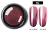 Rose chrome-effect nail pigment shade 02 with black-base and red-base samples