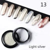 Light silver chrome-effect nail pigment shade 13 with sample tips
