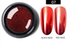 Red chrome-effect nail pigment shade 07 with black-base and red-base samples