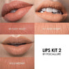 Kit 2 lip-color examples in peach, beige and brown tones