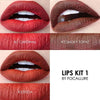 Kit 1 lip-color examples in red, brown and terracotta tones