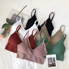 Ribbed V-neck bralettes in white, black, red, beige, pink and green shades