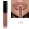 NICEFACE matte liquid lipstick shade 06 in peach nude beside a lip-color example