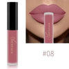 NICEFACE matte liquid lipstick shade 08 in dusty rose beside a lip-color example