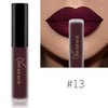 NICEFACE matte liquid lipstick shade 13 in berry burgundy beside a lip-color example