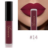 NICEFACE matte liquid lipstick shade 14 in deep raspberry beside a lip-color example