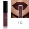 NICEFACE matte liquid lipstick shade 12 in dark burgundy beside a lip-color example