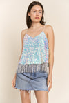 J.NNA Sequin Tassel Hem Flowy Cami