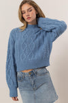 HYFVE Cable-Knit Mock Neck Dropped Shoulder Sweater