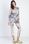 Cherish Apparel Tie-Dye Round Neck Long Sleeve Jumpsuit