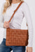 Fame Faux Leather Basket Weave Crossbody Bag