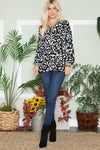 Celeste Full Size Leopard V-Neck Long Sleeve Blouse