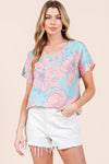 BOMBOM Floral Short Sleeve T-Shirt