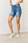 Judy Blue Full Size Tummy Control Double Button Bermuda Denim Shorts