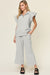 Double Take Texture Ruffle Short Sleeve Top and Drawstring Wide Leg Pants Set