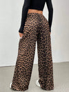 Back view of the leopard-print wide-leg pants