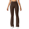 Brown flared leggings, front view