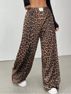 Close view of the leopard-print pants and waistband