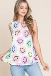 BOMBOM Smiley Face Round Neck Tank