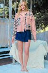 Hailey & Co Plaid Mixed Cropped Jacket