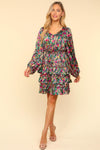 Haptics V-Neck Satin Floral Layered Dress