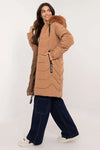 JacketWomen's Quilted Down Jacket with Detachable Fur Hood – Ideal for Autumn/Winter