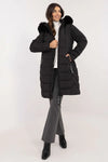 JacketWomen's Quilted Down Jacket with Detachable Fur Hood – Ideal for Autumn/Winter