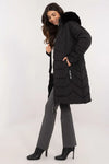 JacketWomen's Quilted Down Jacket with Detachable Fur Hood – Ideal for Autumn/Winter