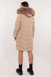 JacketWomen's Quilted Down Jacket with Detachable Fur Hood – Ideal for Autumn/Winter