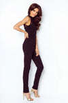 Evening Glamour Heart-Neckline Jumpsuit with Mesh Inserts