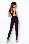 Evening Glamour Heart-Neckline Jumpsuit with Mesh Inserts